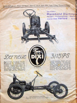 Dixi 3/15 PS Modelprogram 1928 Carbrochure (6822)